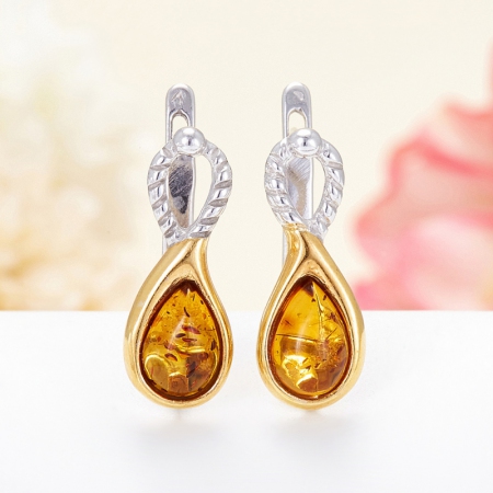 Серьги янтарь (серебро 925 пр., позолота) Серьги янтарь (серебро 925 пр., позолота)Янтарь<br>Серьги янтарь (серебро 925 пр., позолота)<br><br>kit: None
