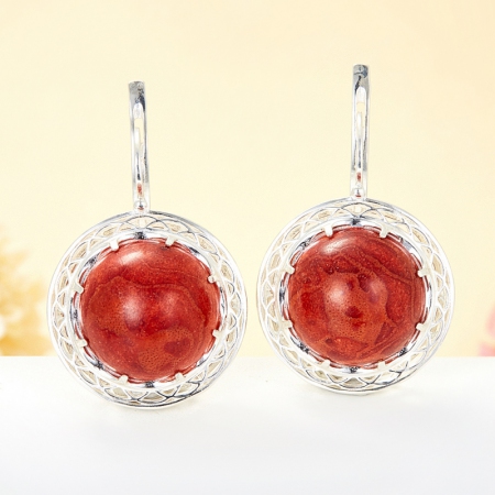Серьги коралл красный (серебро 925 пр.) Серьги коралл красный (серебро 925 пр.)Коралл<br>Серьги коралл красный (серебро 925 пр.)<br><br>kit: None