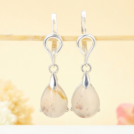 Серьги агат моховой (серебро 925 пр.) Серьги агат моховой (серебро 925 пр.)Агат<br>Серьги агат моховой (серебро 925 пр.)<br><br>kit: None