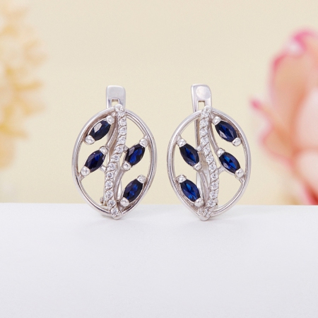 Серьги сапфир огранка (серебро 925 пр.) Серьги сапфир огранка (серебро 925 пр.)Сапфир<br>Серьги сапфир огранка (серебро 925 пр.)<br><br>kit: None