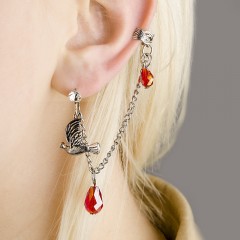 Кафф-серьга серебристая птица