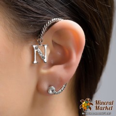 Кафф-серьга серебристая "N"