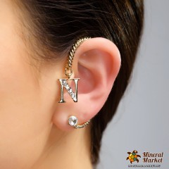 Кафф-серьга "N" золотистая